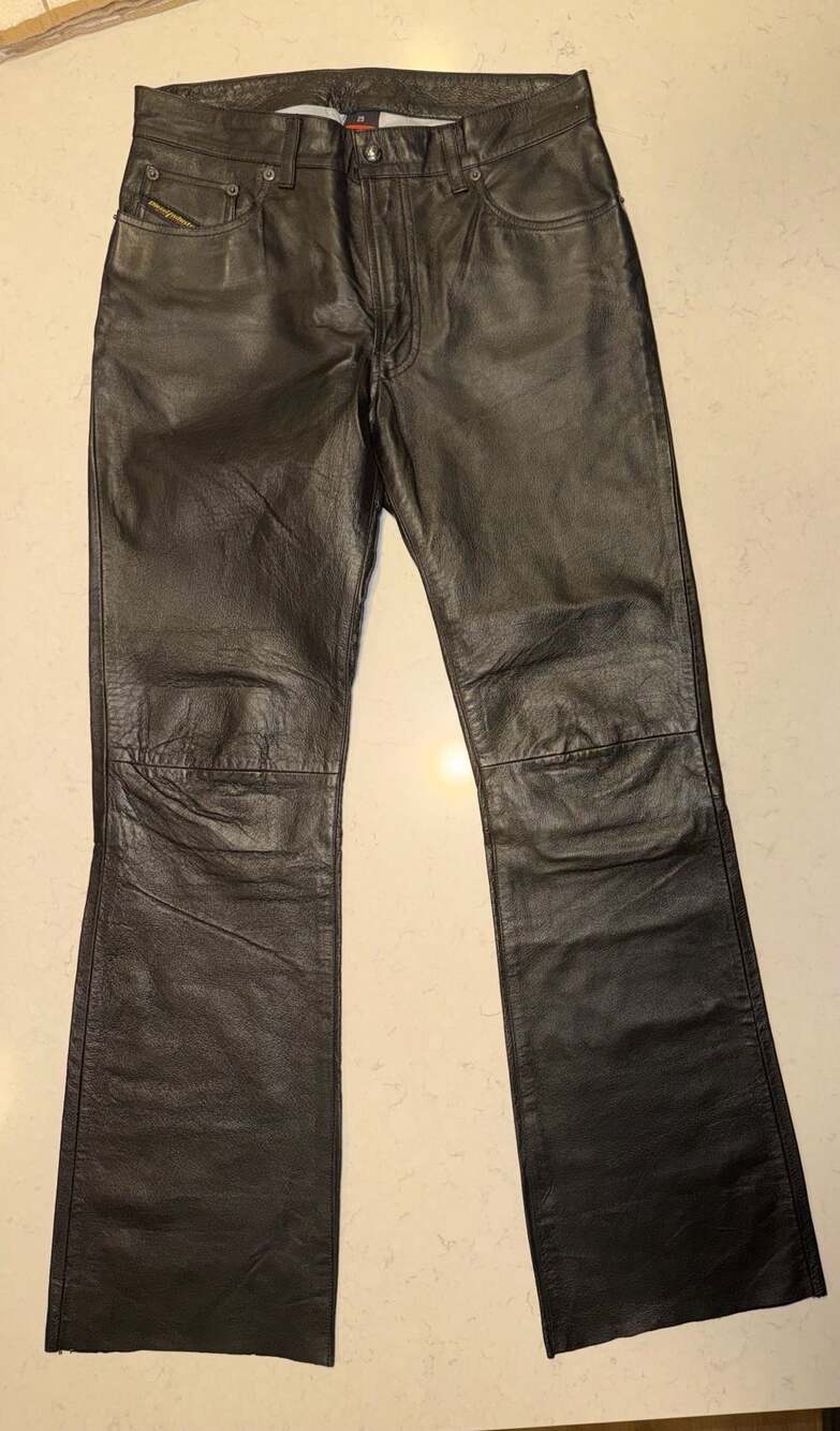 Diesel Leather Pants Size 29 Black Motorcycle Riding